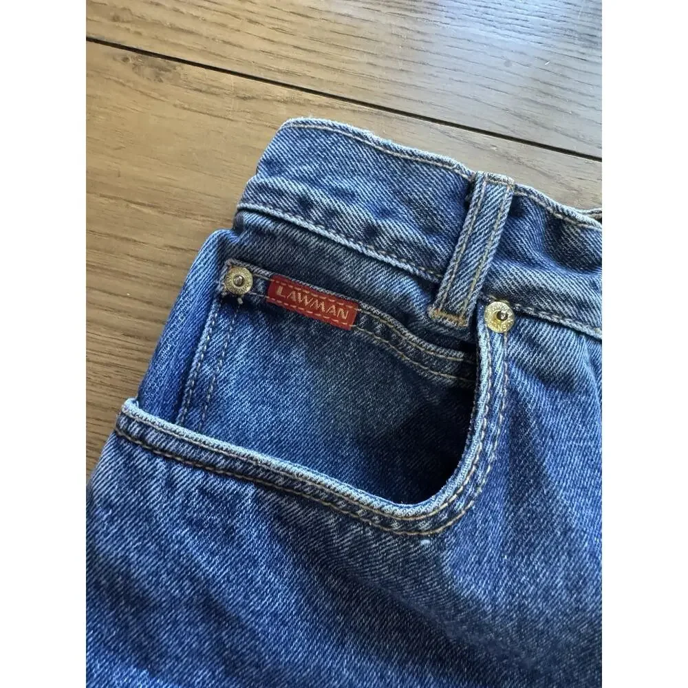 Vintage 90’s Lawman Western Slim Fit Straight‎ Leg Dark Blue Denim Jeans Size 1